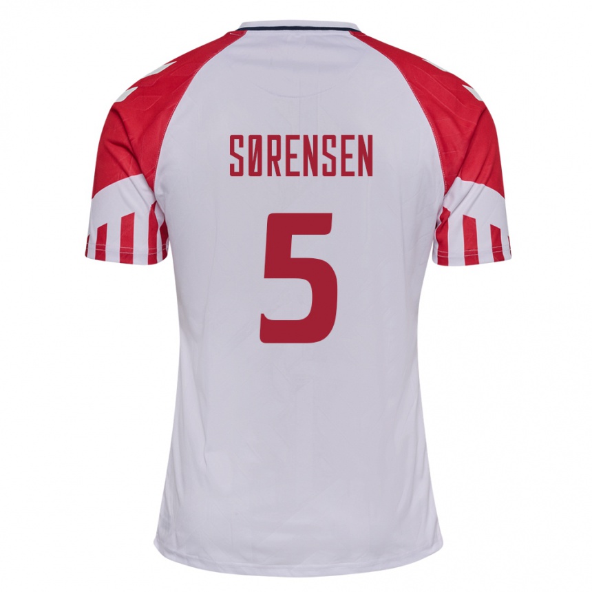 Damen Fußball Dänische Simone Boye Sorensen #5 Weiß Auswärtstrikot Trikot 24-26 T-Shirt Luxemburg