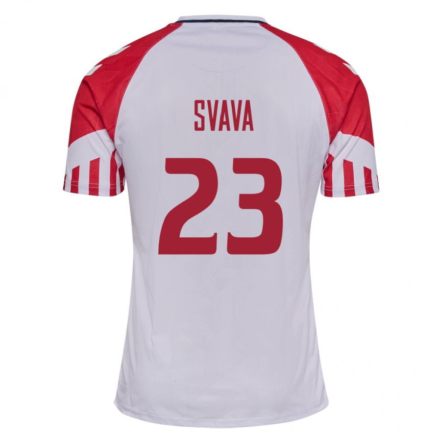 Damen Fußball Dänische Sofie Svava #23 Weiß Auswärtstrikot Trikot 24-26 T-Shirt Luxemburg