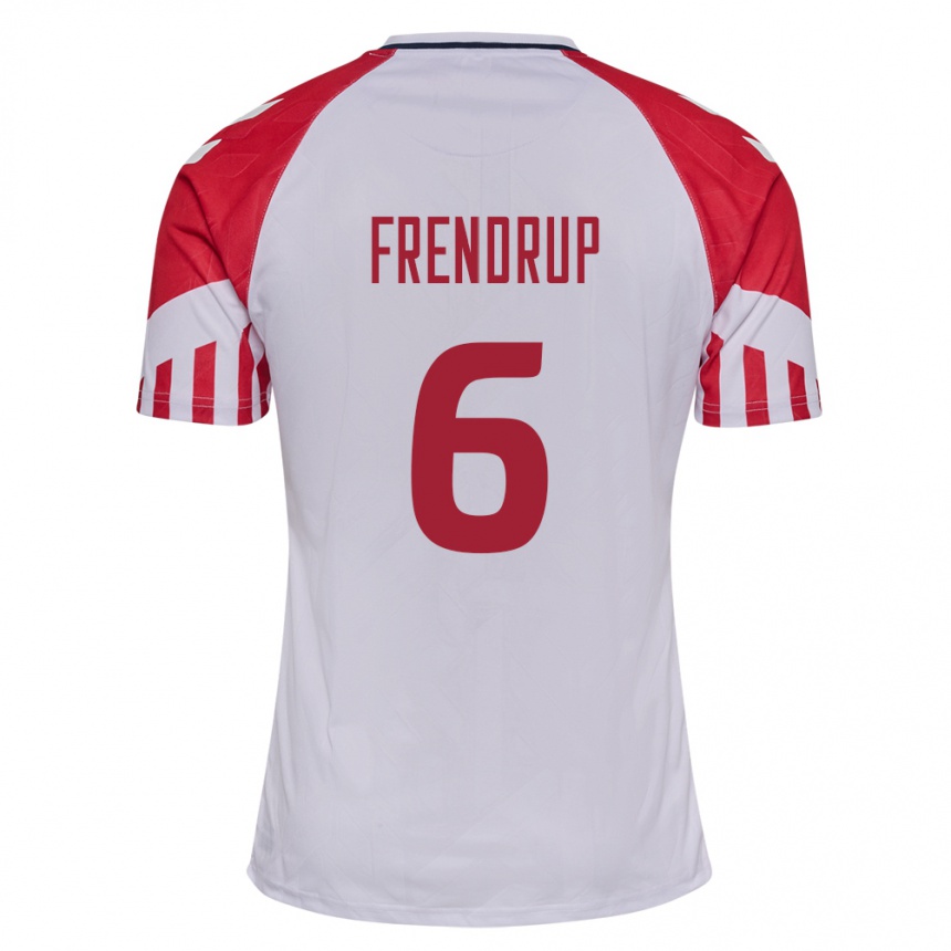 Damen Fußball Dänische Morten Frendrup #6 Weiß Auswärtstrikot Trikot 24-26 T-Shirt Luxemburg
