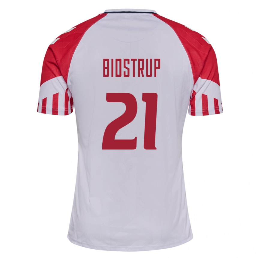 Damen Fußball Dänische Mads Bidstrup #21 Weiß Auswärtstrikot Trikot 24-26 T-Shirt Luxemburg