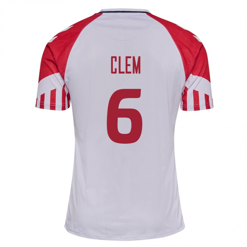 Damen Fußball Dänische William Clem #6 Weiß Auswärtstrikot Trikot 24-26 T-Shirt Luxemburg