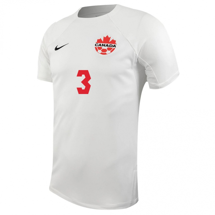 Damen Fußball Kanadische Zorhan Bassong #3 Weiß Auswärtstrikot Trikot 24-26 T-Shirt Luxemburg