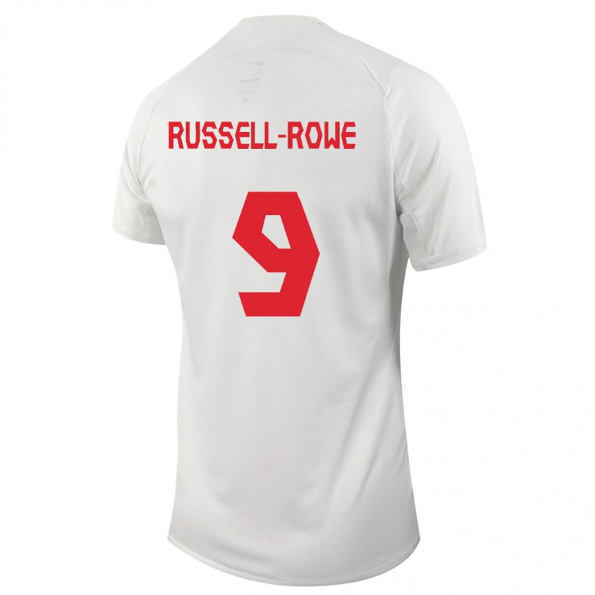 Damen Fußball Kanadische Jacen Russell-Rowe #9 Weiß Auswärtstrikot Trikot 24-26 T-Shirt Luxemburg