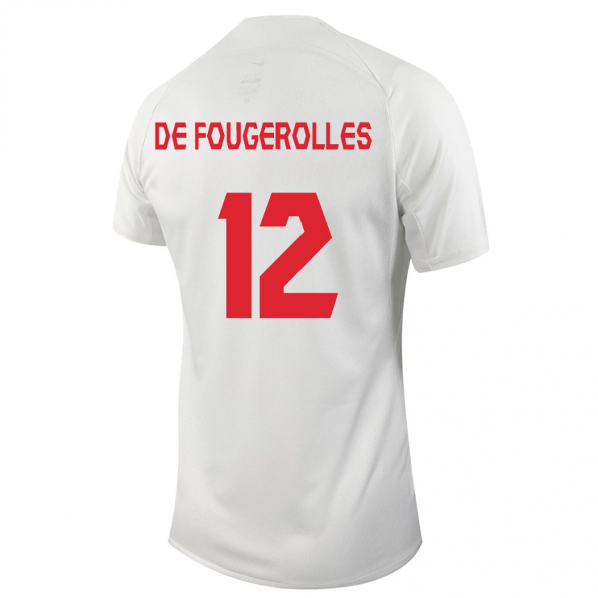 Damen Fußball Kanadische Luc De Fougerolles #12 Weiß Auswärtstrikot Trikot 24-26 T-Shirt Luxemburg