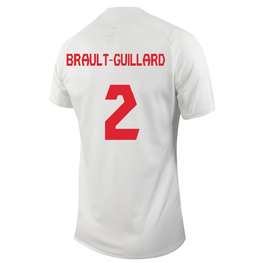 Damen Fußball Kanadische Zachary Brault-Guillard #2 Weiß Auswärtstrikot Trikot 24-26 T-Shirt Luxemburg