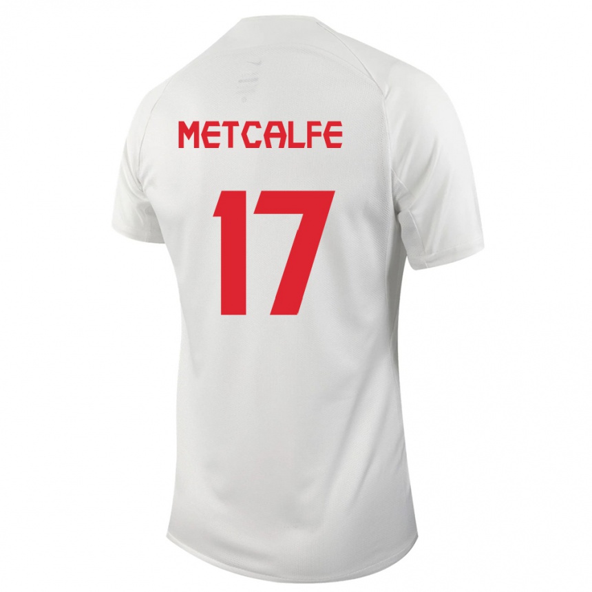 Damen Fußball Kanadische Patrick Metcalfe #17 Weiß Auswärtstrikot Trikot 24-26 T-Shirt Luxemburg