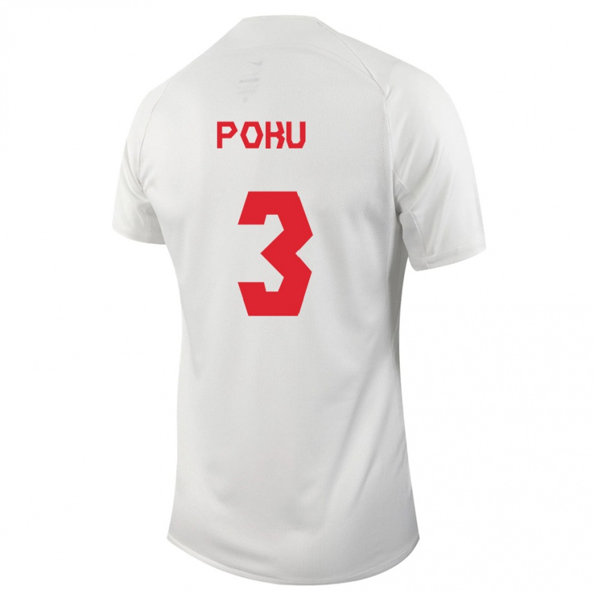 Damen Fußball Kanadische Kwasi Poku #3 Weiß Auswärtstrikot Trikot 24-26 T-Shirt Luxemburg