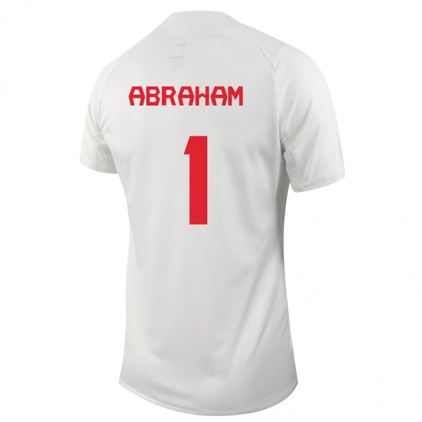 Damen Fußball Kanadische Nathaniel Abraham #1 Weiß Auswärtstrikot Trikot 24-26 T-Shirt Luxemburg