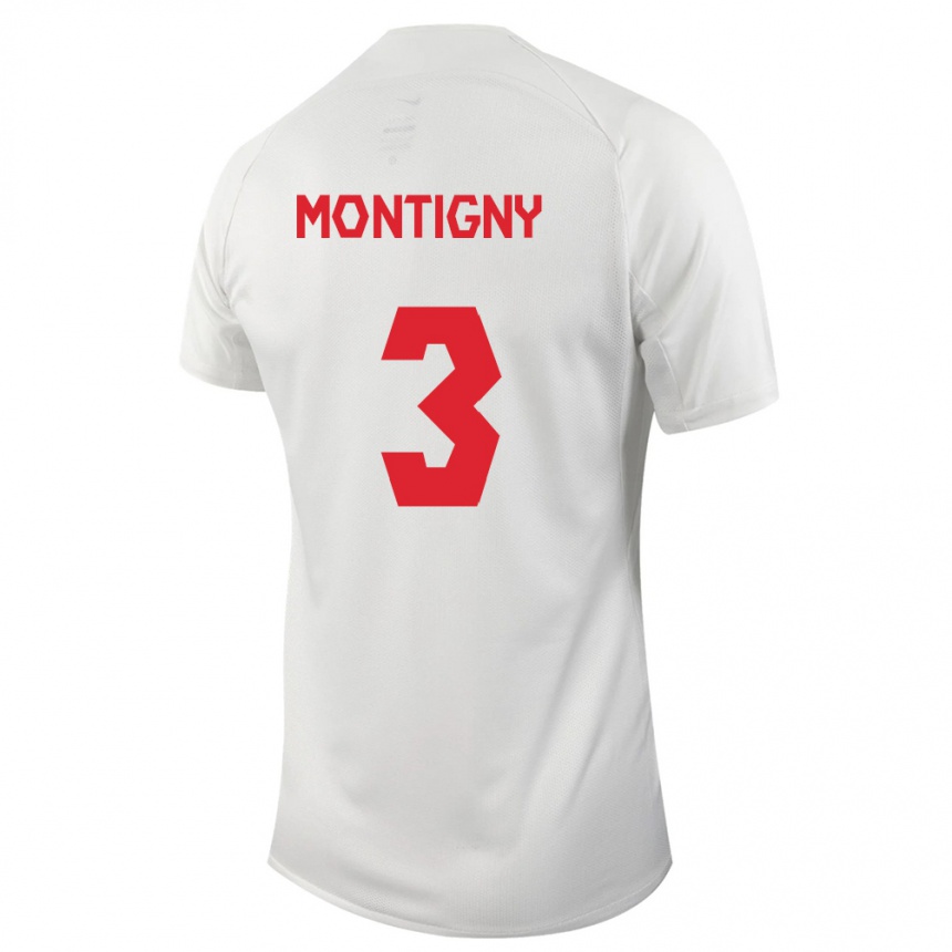 Damen Fußball Kanadische Gaël De Montigny #3 Weiß Auswärtstrikot Trikot 24-26 T-Shirt Luxemburg