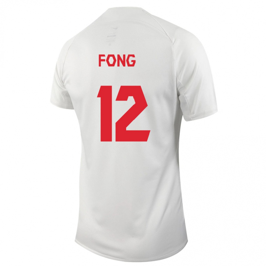 Damen Fußball Kanadische Aidan Fong #12 Weiß Auswärtstrikot Trikot 24-26 T-Shirt Luxemburg