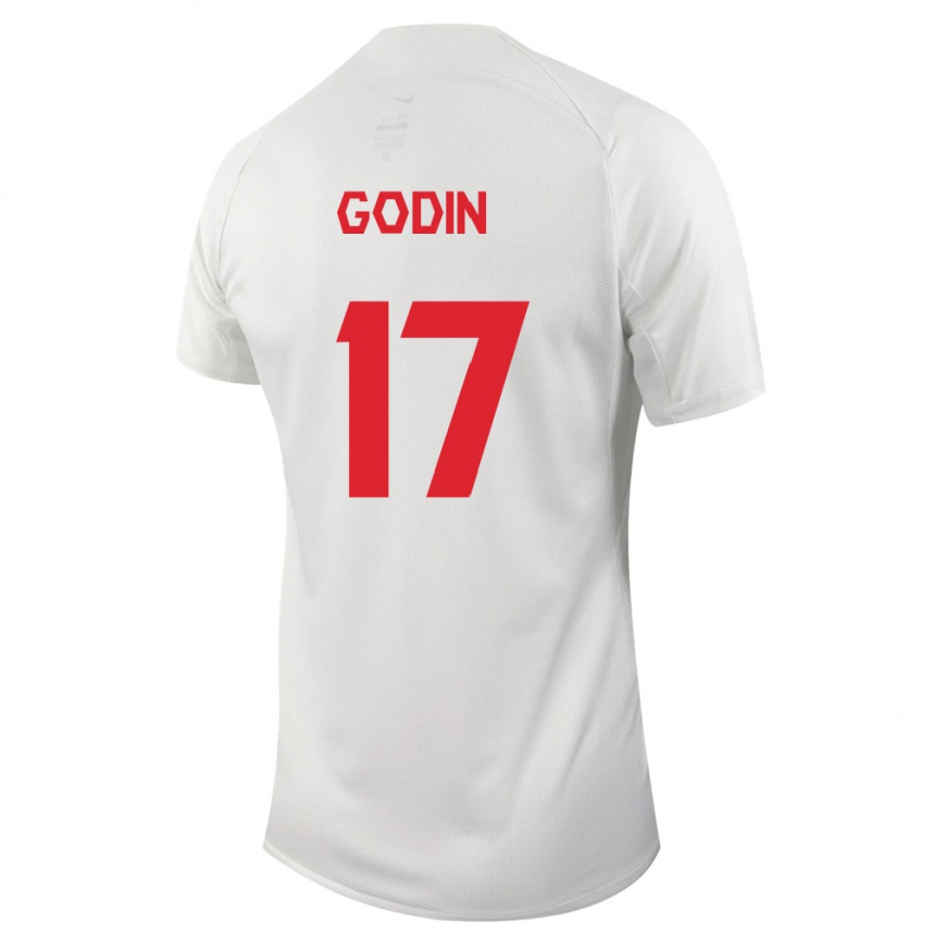 Damen Fußball Kanadische Étienne Godin #17 Weiß Auswärtstrikot Trikot 24-26 T-Shirt Luxemburg