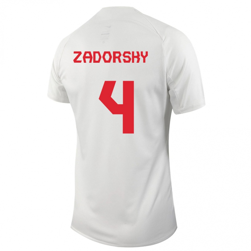 Damen Fußball Kanadische Shelina Zadorsky #4 Weiß Auswärtstrikot Trikot 24-26 T-Shirt Luxemburg