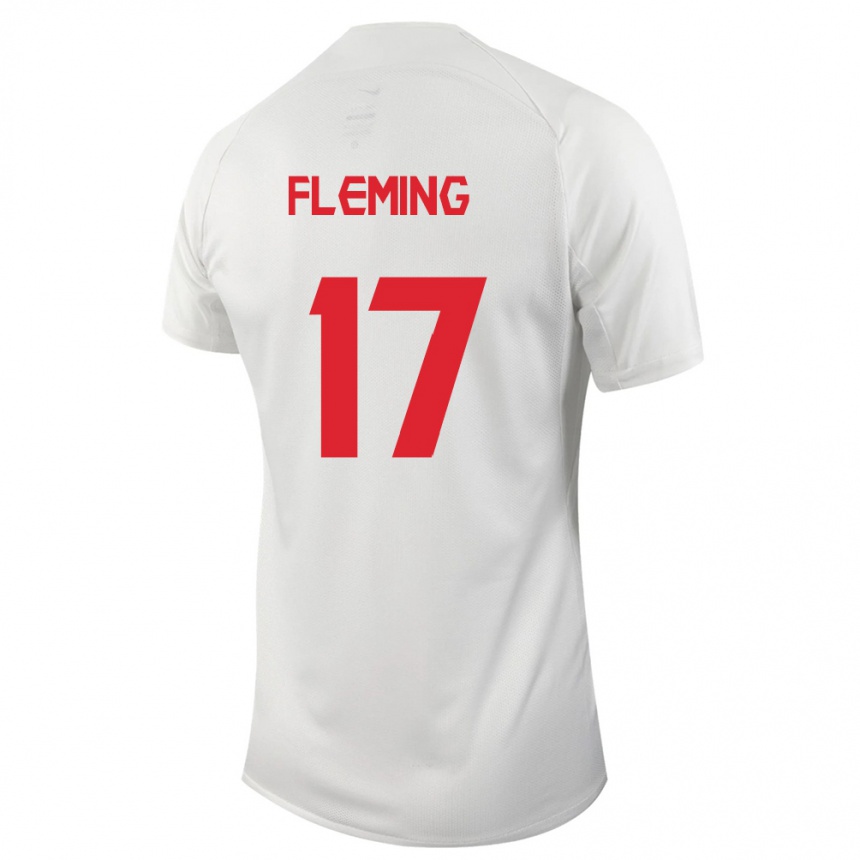 Damen Fußball Kanadische Jessie Fleming #17 Weiß Auswärtstrikot Trikot 24-26 T-Shirt Luxemburg