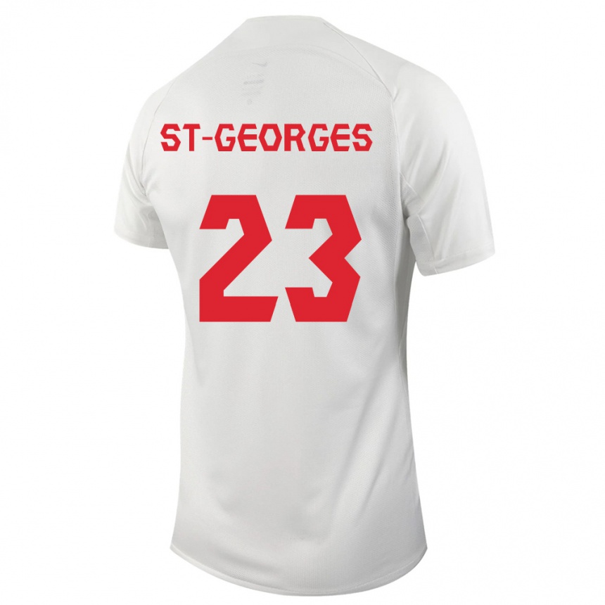 Damen Fußball Kanadische Bianca St Georges #23 Weiß Auswärtstrikot Trikot 24-26 T-Shirt Luxemburg