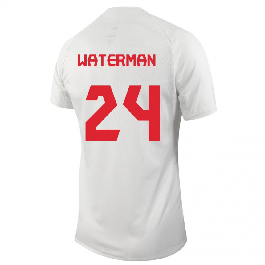 Damen Fußball Kanadische Joel Waterman #24 Weiß Auswärtstrikot Trikot 24-26 T-Shirt Luxemburg