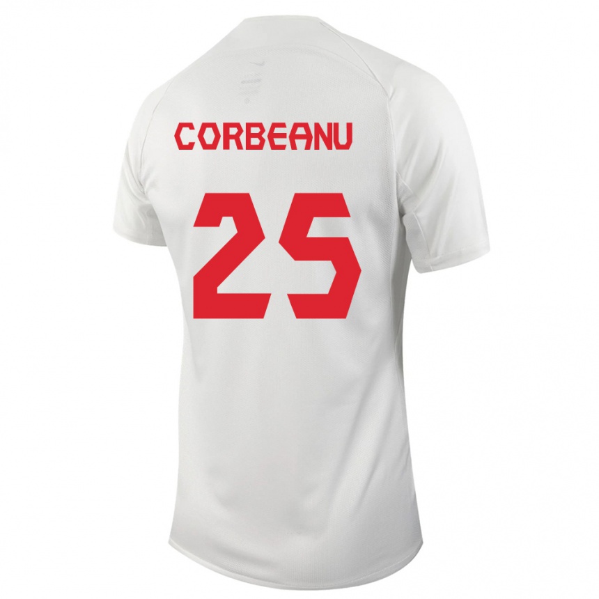 Damen Fußball Kanadische Theo Corbeanu #25 Weiß Auswärtstrikot Trikot 24-26 T-Shirt Luxemburg