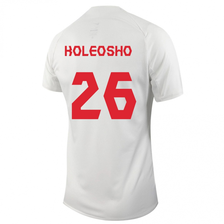 Damen Fußball Kanadische Luca Koleosho #26 Weiß Auswärtstrikot Trikot 24-26 T-Shirt Luxemburg