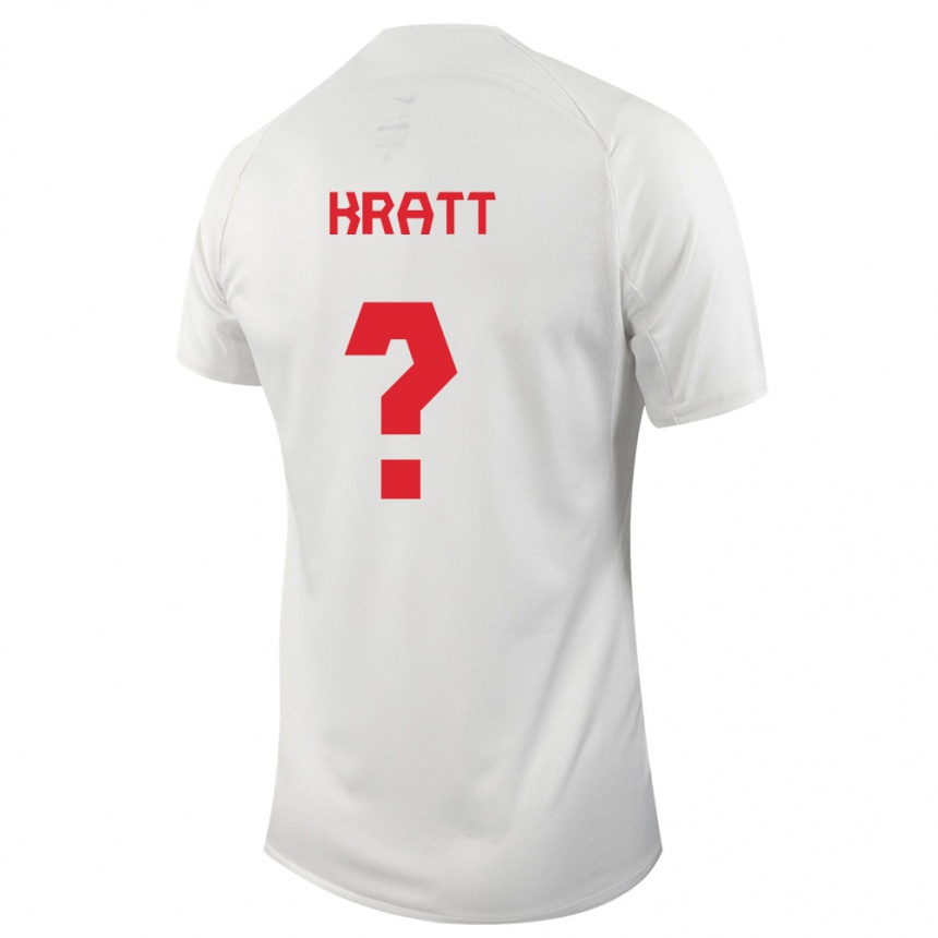 Damen Fußball Kanadische Ronan Kratt #0 Weiß Auswärtstrikot Trikot 24-26 T-Shirt Luxemburg
