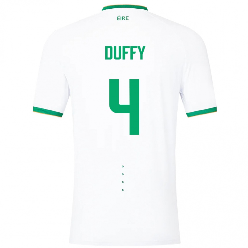 Damen Fußball Irische Shane Duffy #4 Weiß Auswärtstrikot Trikot 24-26 T-Shirt Luxemburg