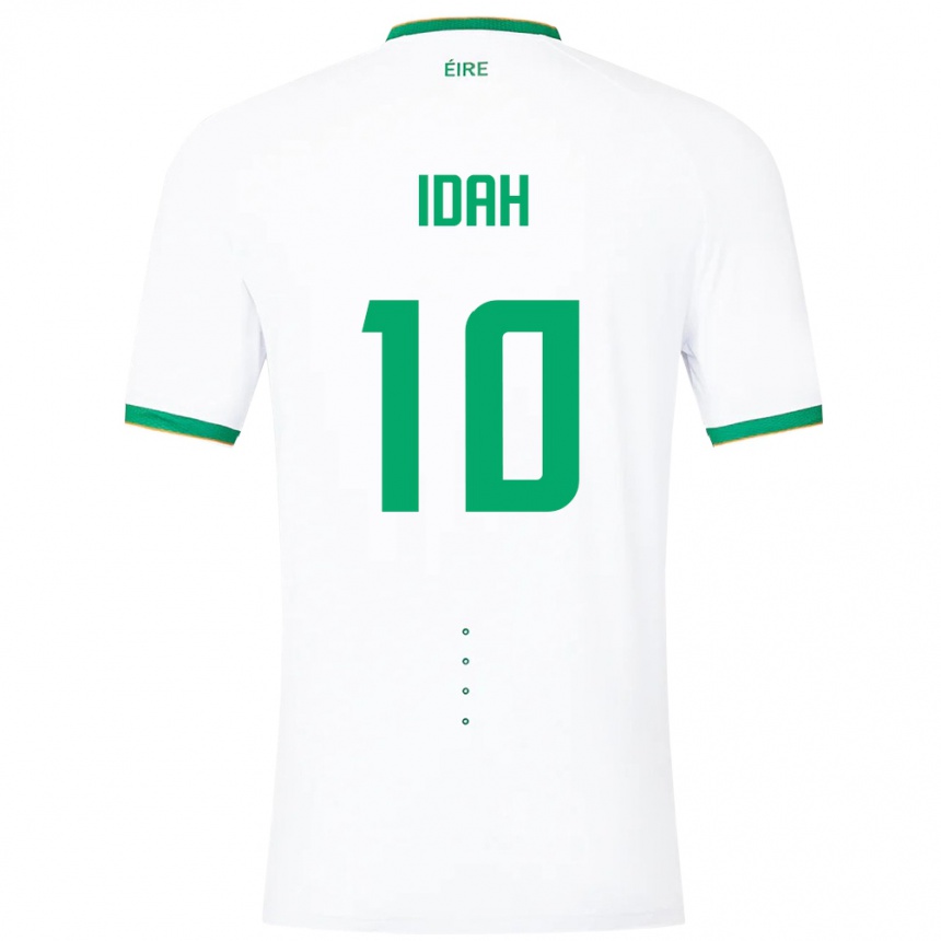 Damen Fußball Irische Adam Idah #10 Weiß Auswärtstrikot Trikot 24-26 T-Shirt Luxemburg