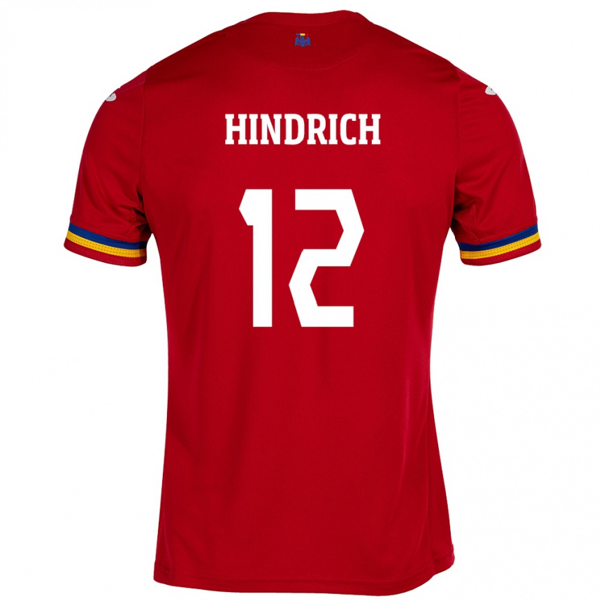 Damen Fußball Rumänische Otto Hindrich #12 Rot Auswärtstrikot Trikot 24-26 T-Shirt Luxemburg