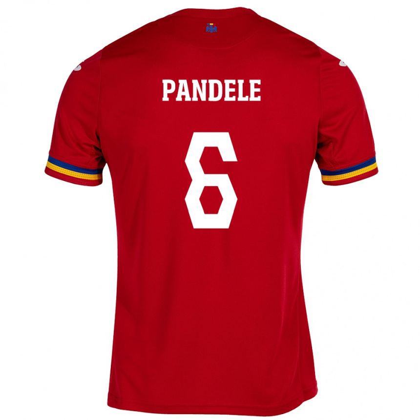 Damen Fußball Rumänische Andrei Pandele #6 Rot Auswärtstrikot Trikot 24-26 T-Shirt Luxemburg