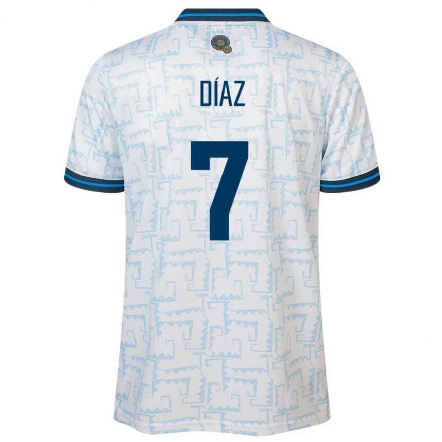 Damen Fußball El Salvador Nelson Díaz #7 Weiß Auswärtstrikot Trikot 24-26 T-Shirt Luxemburg
