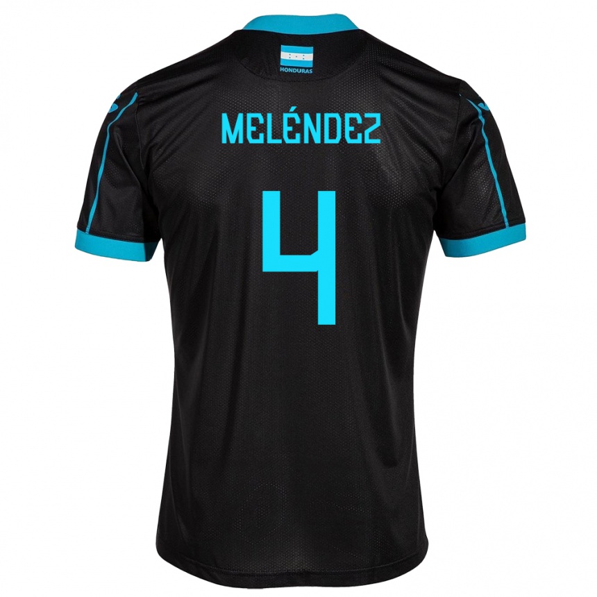 Damen Fußball Honduras Carlos Meléndez #4 Schwarz Auswärtstrikot Trikot 24-26 T-Shirt Luxemburg