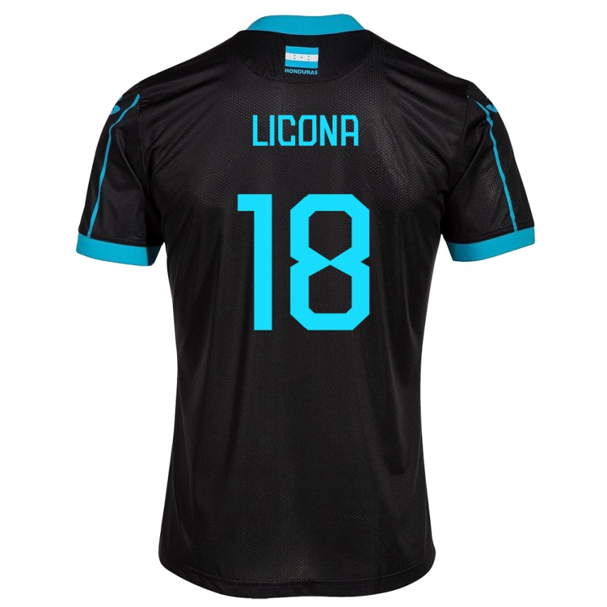 Damen Fußball Honduras Marlon Licona #18 Schwarz Auswärtstrikot Trikot 24-26 T-Shirt Luxemburg