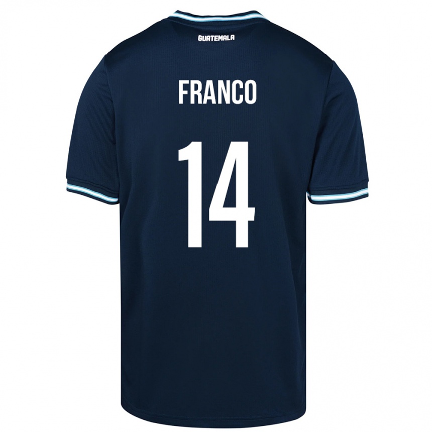 Damen Fußball Guatemala Jonathan Franco #14 Blau Auswärtstrikot Trikot 24-26 T-Shirt Luxemburg