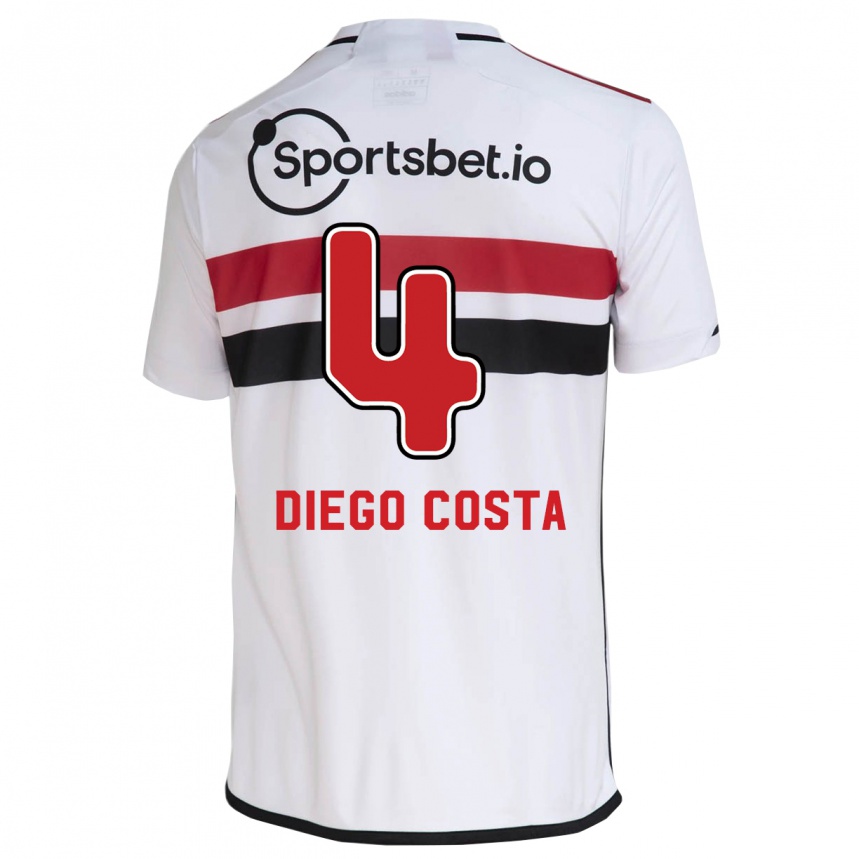 Kinder Fußball Diego Costa #4 Weiß Heimtrikot Trikot 2023/24 T-Shirt Luxemburg