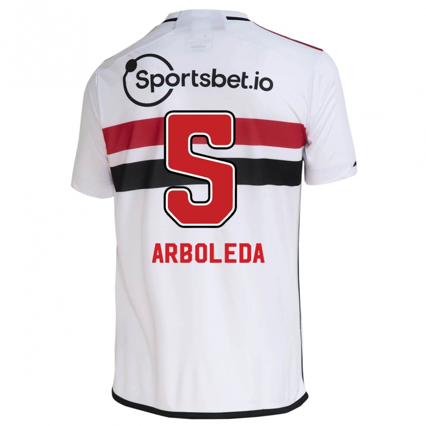 Kinder Fußball Robert Arboleda #5 Weiß Heimtrikot Trikot 2023/24 T-Shirt Luxemburg