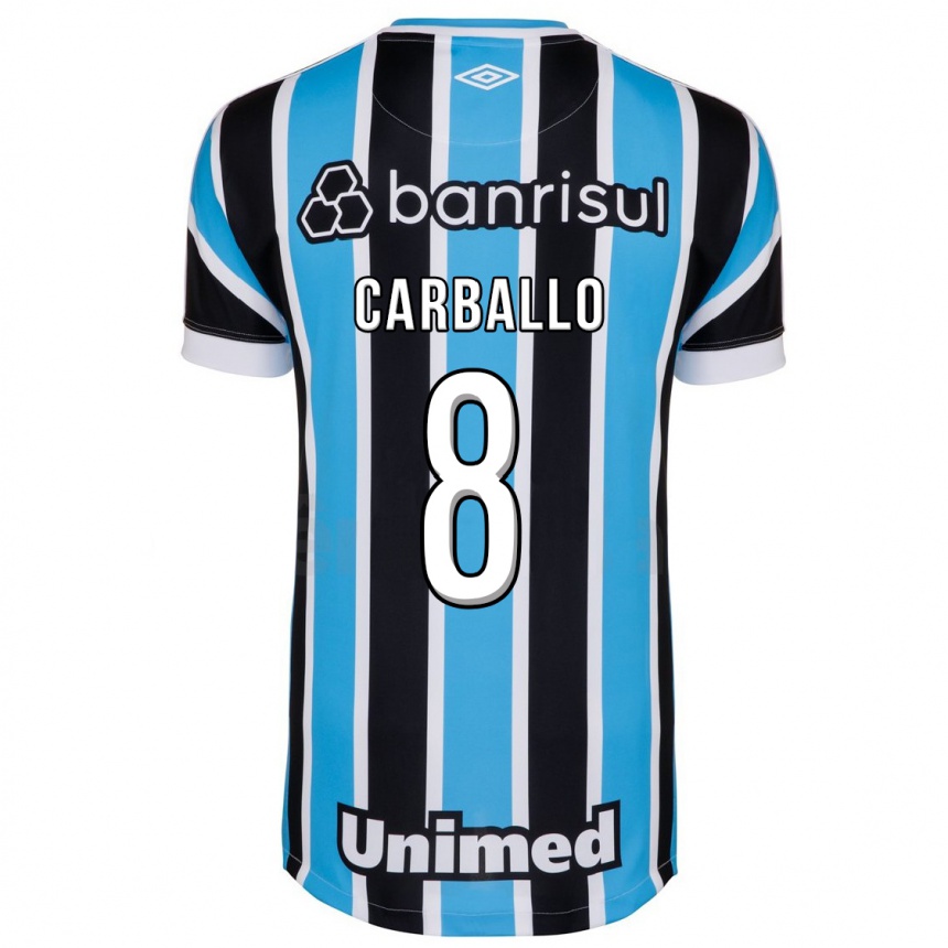 Kinder Fußball Felipe Carballo #8 Blau Heimtrikot Trikot 2023/24 T-Shirt Luxemburg