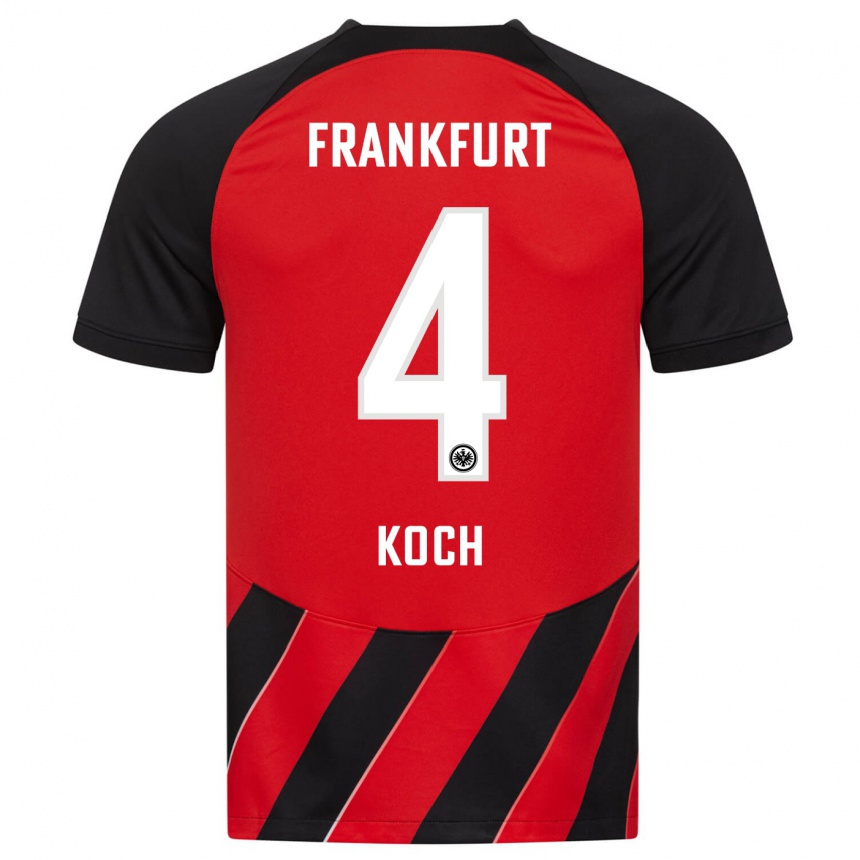 Kinder Fußball Robin Koch #4 Rot Schwarz Heimtrikot Trikot 2023/24 T-Shirt Luxemburg