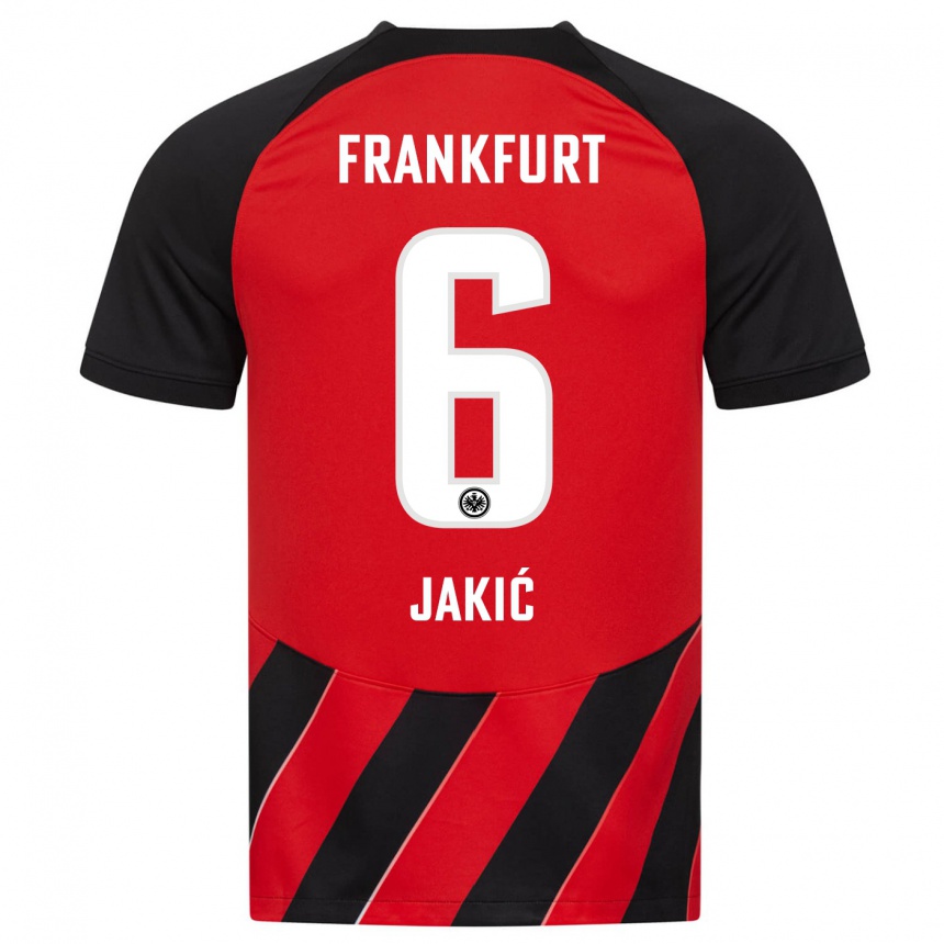 Kinder Fußball Kristijan Jakic #6 Rot Schwarz Heimtrikot Trikot 2023/24 T-Shirt Luxemburg
