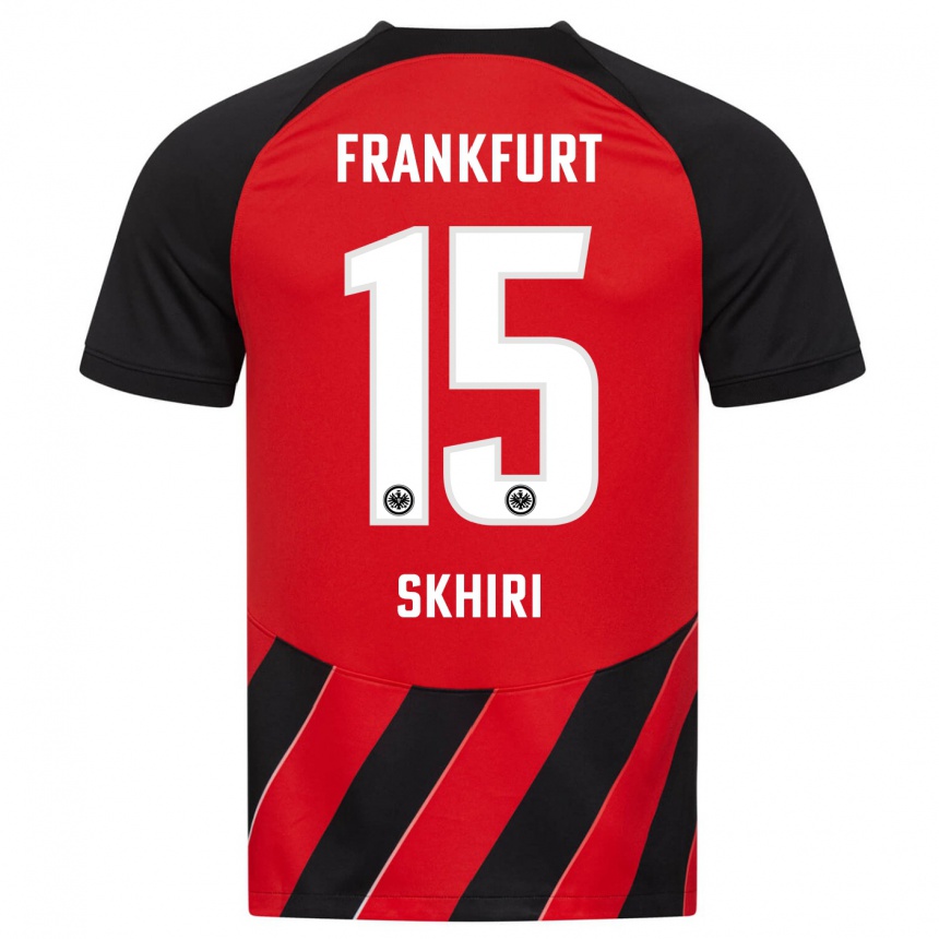 Kinder Fußball Ellyes Skhiri #15 Rot Schwarz Heimtrikot Trikot 2023/24 T-Shirt Luxemburg
