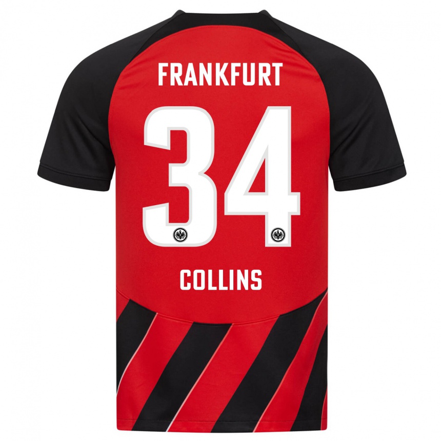 Kinder Fußball Nnamdi Collins #34 Rot Schwarz Heimtrikot Trikot 2023/24 T-Shirt Luxemburg