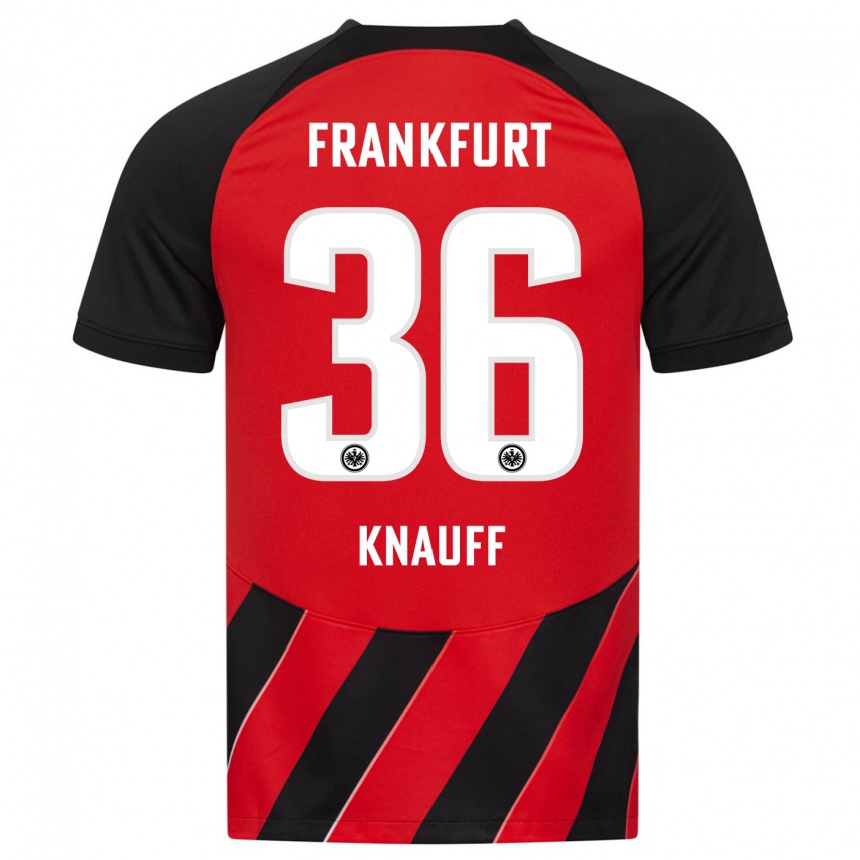 Kinder Fußball Ansgar Knauff #36 Rot Schwarz Heimtrikot Trikot 2023/24 T-Shirt Luxemburg