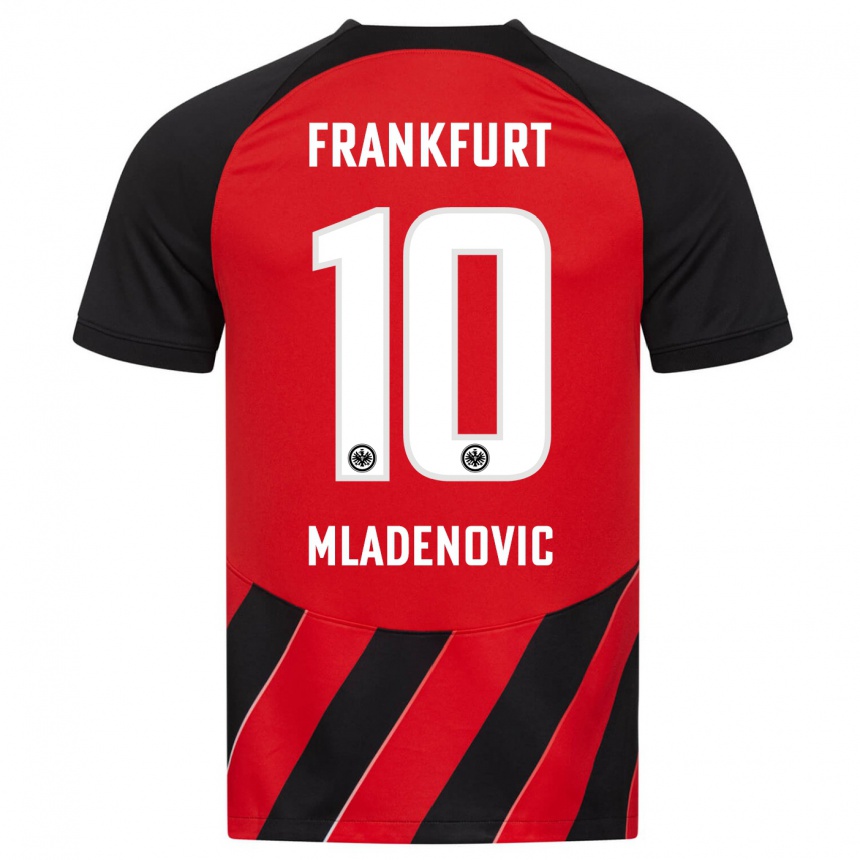 Kinder Fußball Marko Mladenovic #10 Rot Schwarz Heimtrikot Trikot 2023/24 T-Shirt Luxemburg