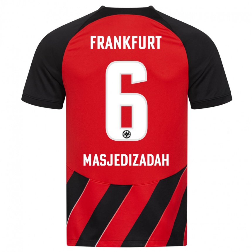 Kinder Fußball Abolfazl Masjedizadah #6 Rot Schwarz Heimtrikot Trikot 2023/24 T-Shirt Luxemburg