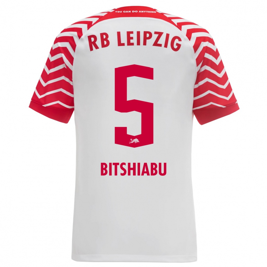 Kinder Fußball El Chadaille Bitshiabu #5 Weiß Heimtrikot Trikot 2023/24 T-Shirt Luxemburg