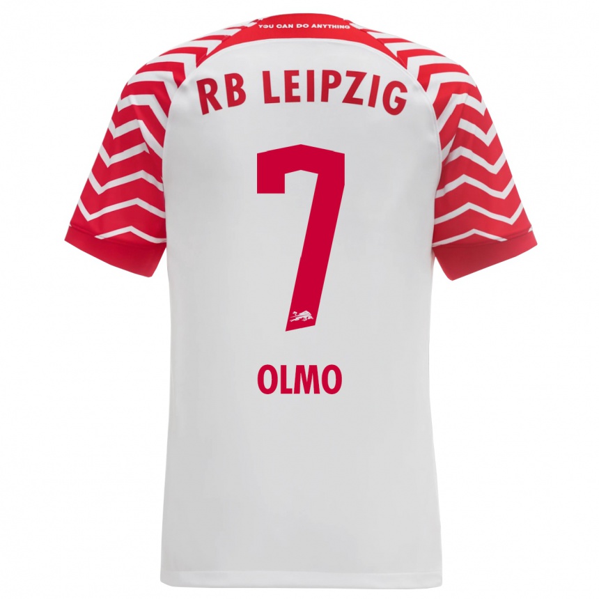 Kinder Fußball Dani Olmo #7 Weiß Heimtrikot Trikot 2023/24 T-Shirt Luxemburg