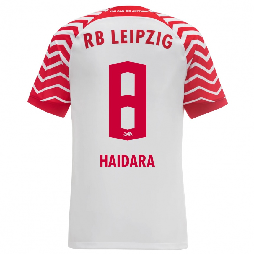 Kinder Fußball Amadou Haidara #8 Weiß Heimtrikot Trikot 2023/24 T-Shirt Luxemburg