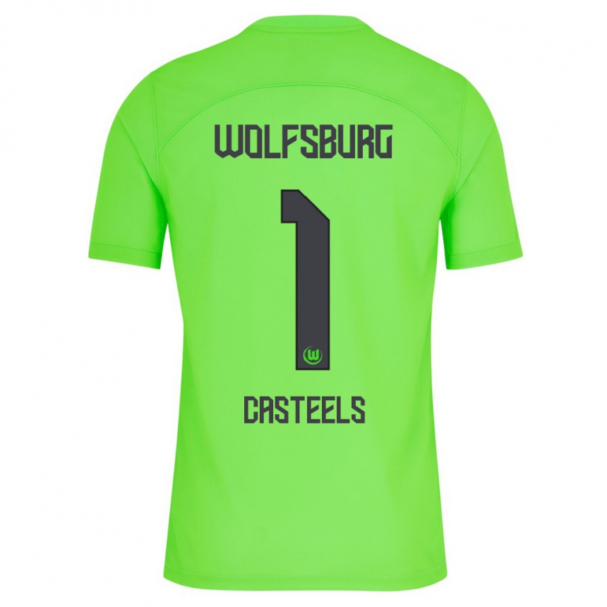 Kinder Fußball Koen Casteels #1 Grün Heimtrikot Trikot 2023/24 T-Shirt Luxemburg