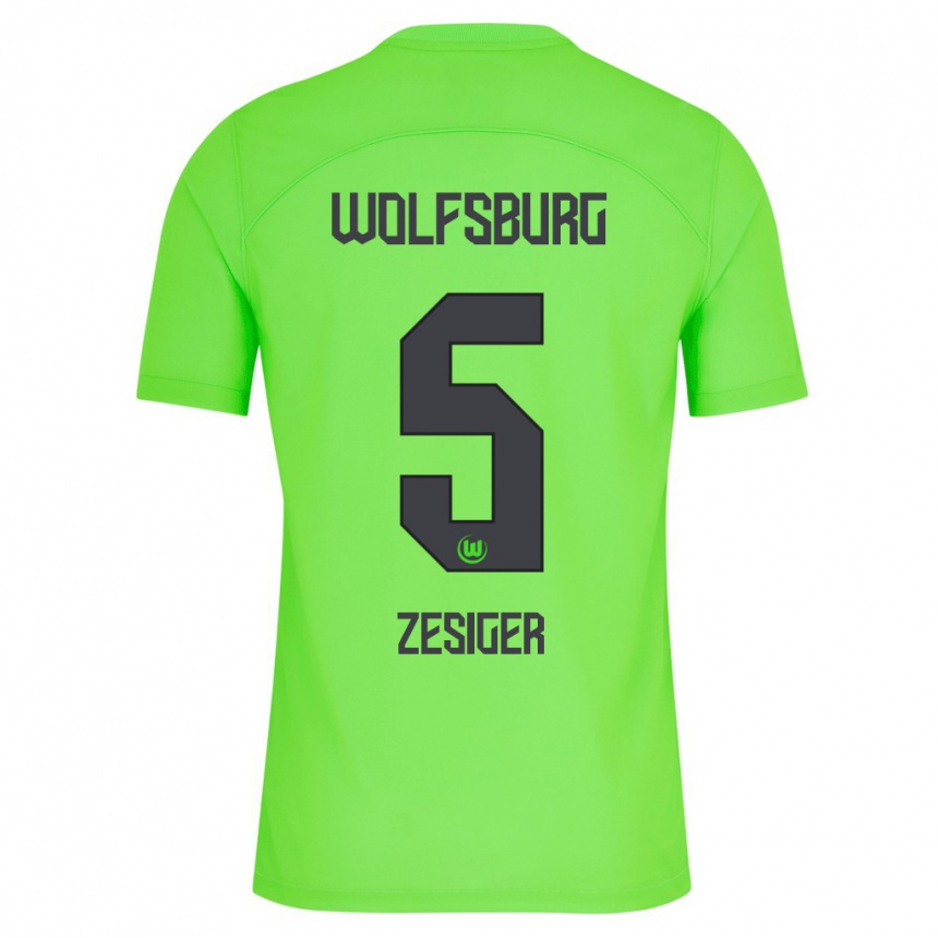 Kinder Fußball Cédric Zesiger #5 Grün Heimtrikot Trikot 2023/24 T-Shirt Luxemburg
