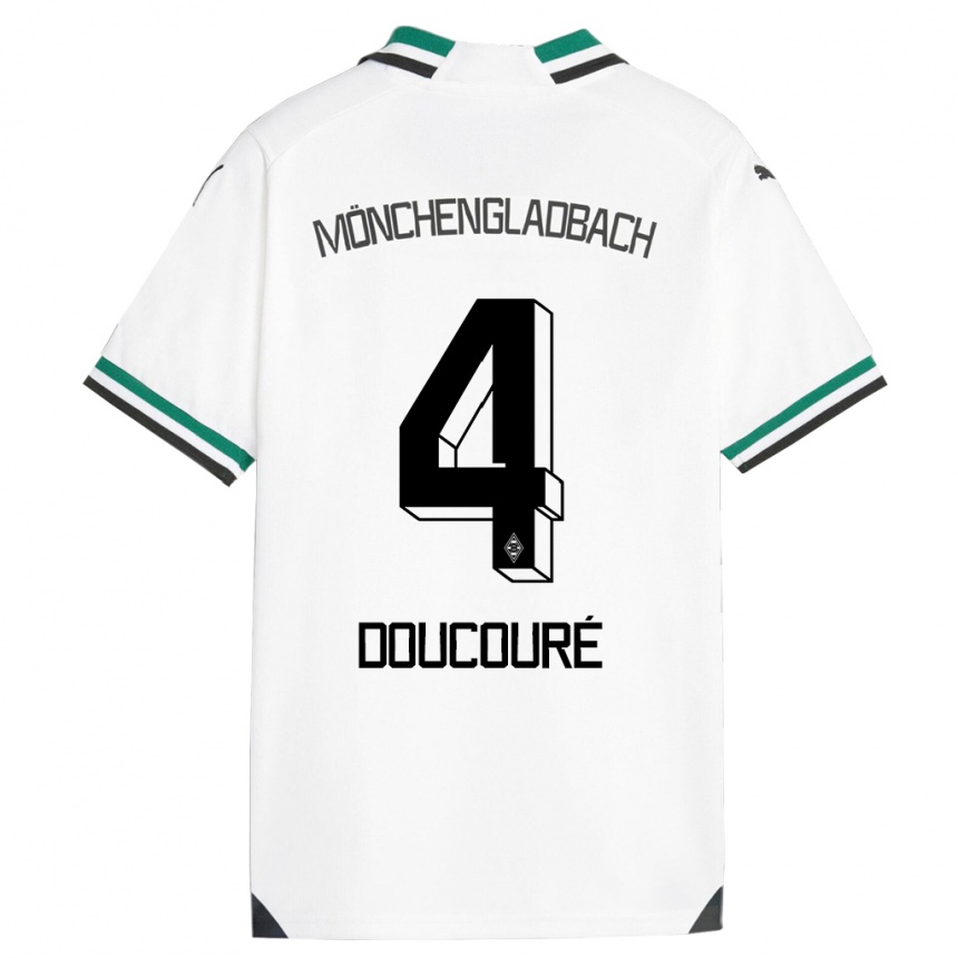 Kinder Fußball Mamadou Doucouré #4 Weiß Grün Heimtrikot Trikot 2023/24 T-Shirt Luxemburg