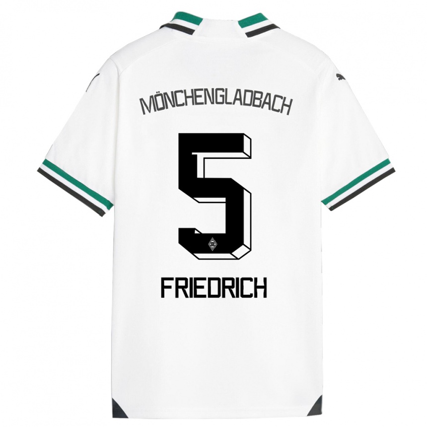Kinder Fußball Marvin Friedrich #5 Weiß Grün Heimtrikot Trikot 2023/24 T-Shirt Luxemburg