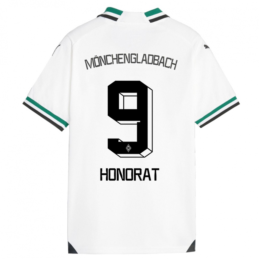 Kinder Fußball Franck Honorat #9 Weiß Grün Heimtrikot Trikot 2023/24 T-Shirt Luxemburg