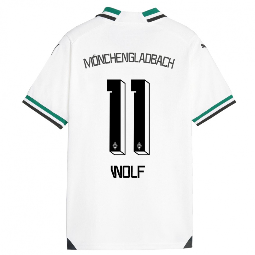 Kinder Fußball Hannes Wolf #11 Weiß Grün Heimtrikot Trikot 2023/24 T-Shirt Luxemburg