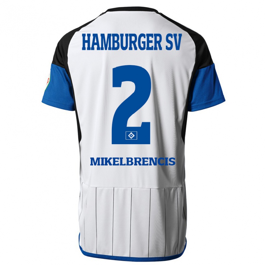 Kinder Fußball William Mikelbrencis #2 Weiß Heimtrikot Trikot 2023/24 T-Shirt Luxemburg